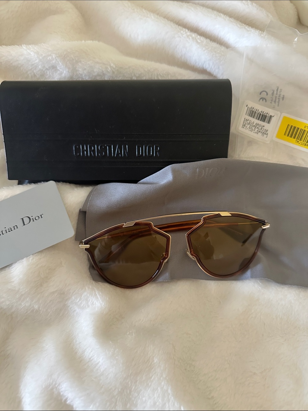 DIOR “so real rise” Gold Havana Geometric Sunglasses NEW full set
